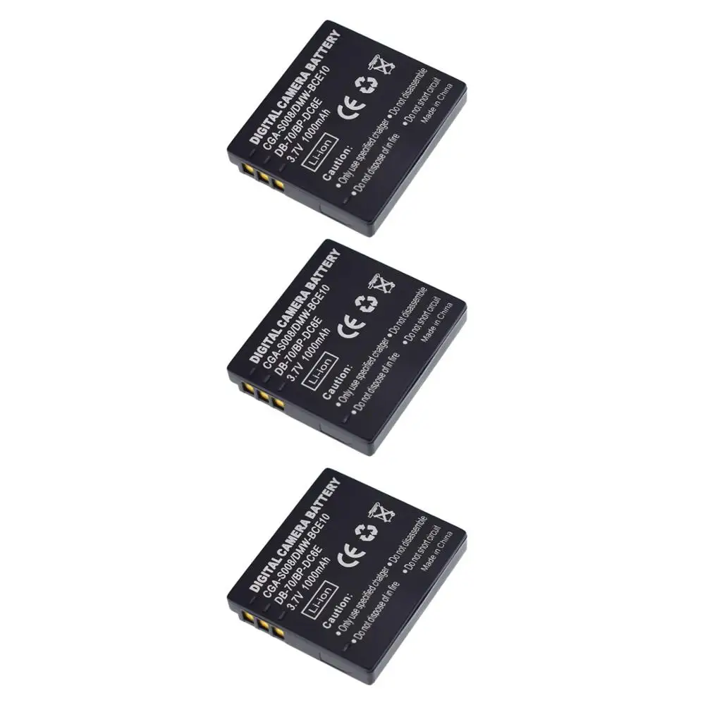 3X Li-Ion Камера Батарея для цифрового фотоаппарата PANASONIC DMW-BCE10 CGA-S008 Leica BP-DC6-E DMC-FS3 FS5 FS20