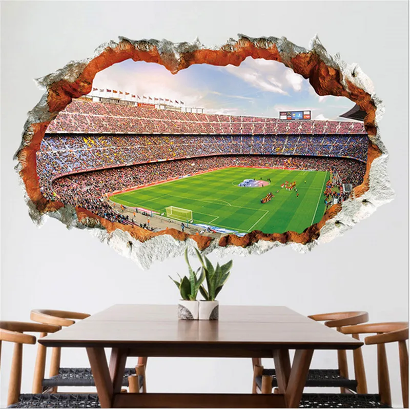 3d vivid football soccer ball wall stickers living room bedroom wall decals decoration diy mural art posters