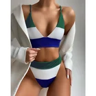COOBBU новый сексуальный полосатый Женский купальник, комплект бикини, Женский бандажный купальный костюм, женский купальный костюм, комплекты бикини, полосатая пляжная одежда для плавания