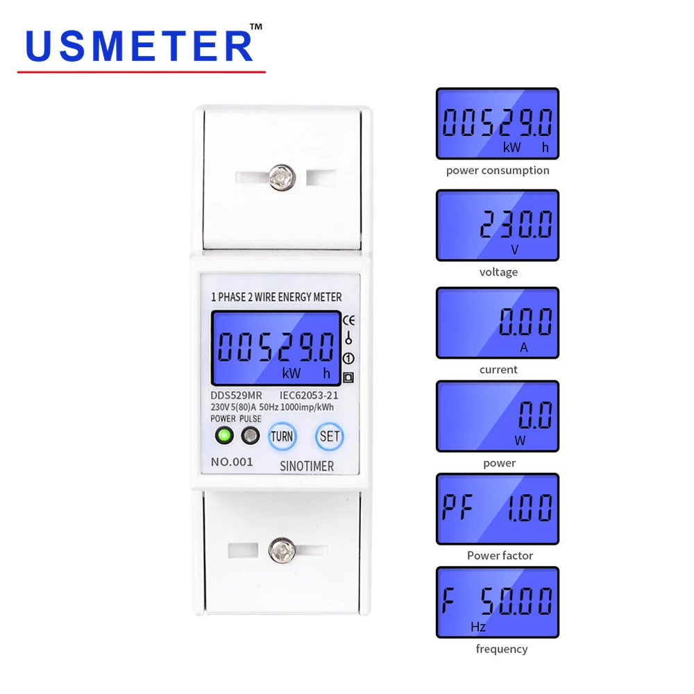 Однофазный цифровой измеритель мощности DDS529MR 2P с ЖК дисплеем DIN