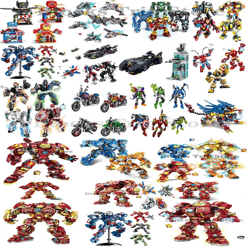 

2021 new classic movie superhero justice fit mecha robot model assembly building blocks children's creative toys birthday gifts
