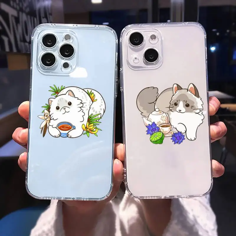 

Cute cartoon cat Phone Case For iphone 13 12 11 8 7 plus mini x xs xr pro max Transparent soft