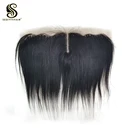 Sedittyhair бразильские прямые натуральные волосы 13x4, кружевная фронтальная машинка для закрытия узлов, отбеленные с детскими волосами, 100% человеческие волосы