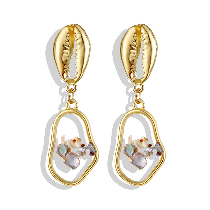 FNIO Винтажные серьги для женщин 2019 геометрической формы в виде Ракушки Серьги и