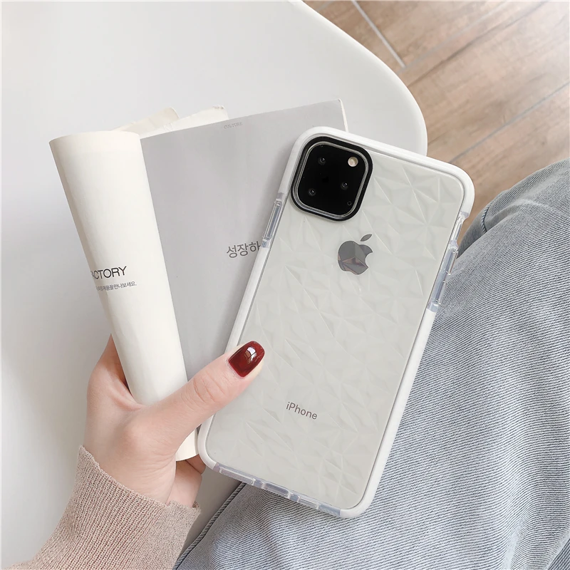Роскошный прозрачный чехол бампер для Iphone 11 Pro Max 7 8plus X Xr Xs 3D с алмазным узором