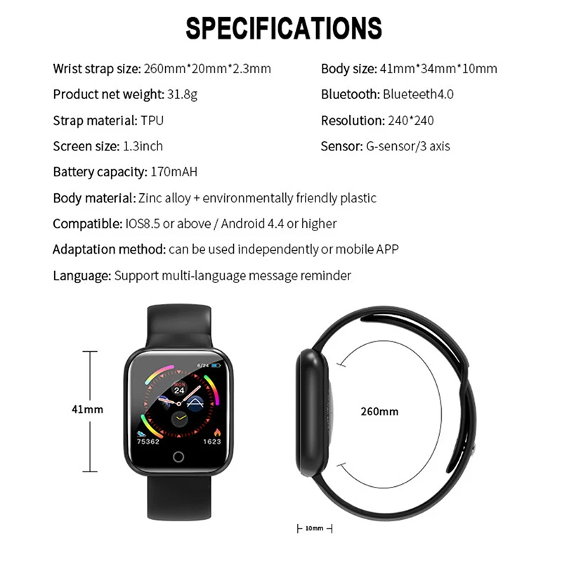 SKHO SKW202 Smart Watch Women Men Fitness Tracker Band IP67 Waterproof Heart Rate Blood Pressure Monitor for Xiaomi Apple Phone |