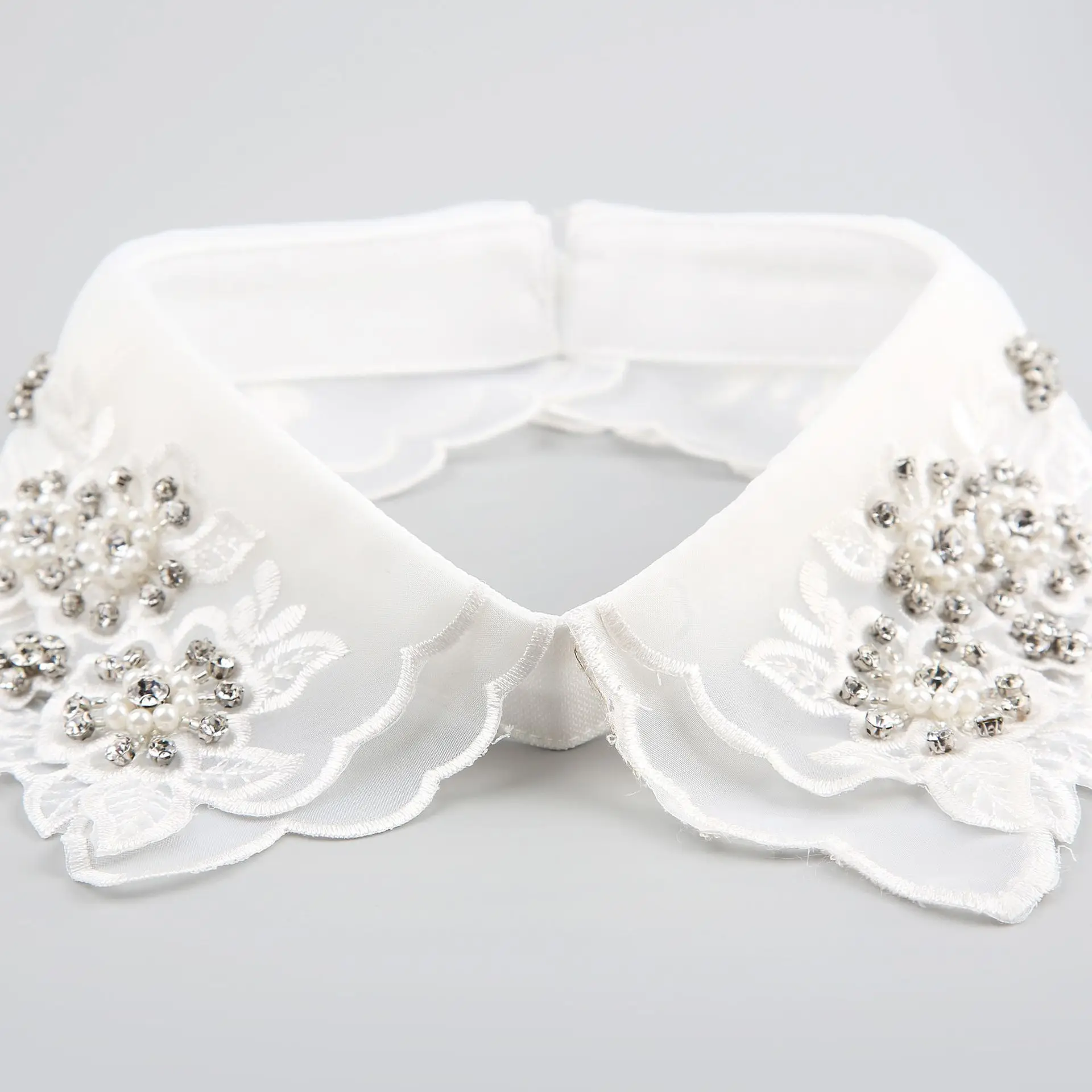 

Collars Detachable For Women Beaded White False Collar Shirt Woman Black Women Remoable Fake Half Shirt Collar Tops