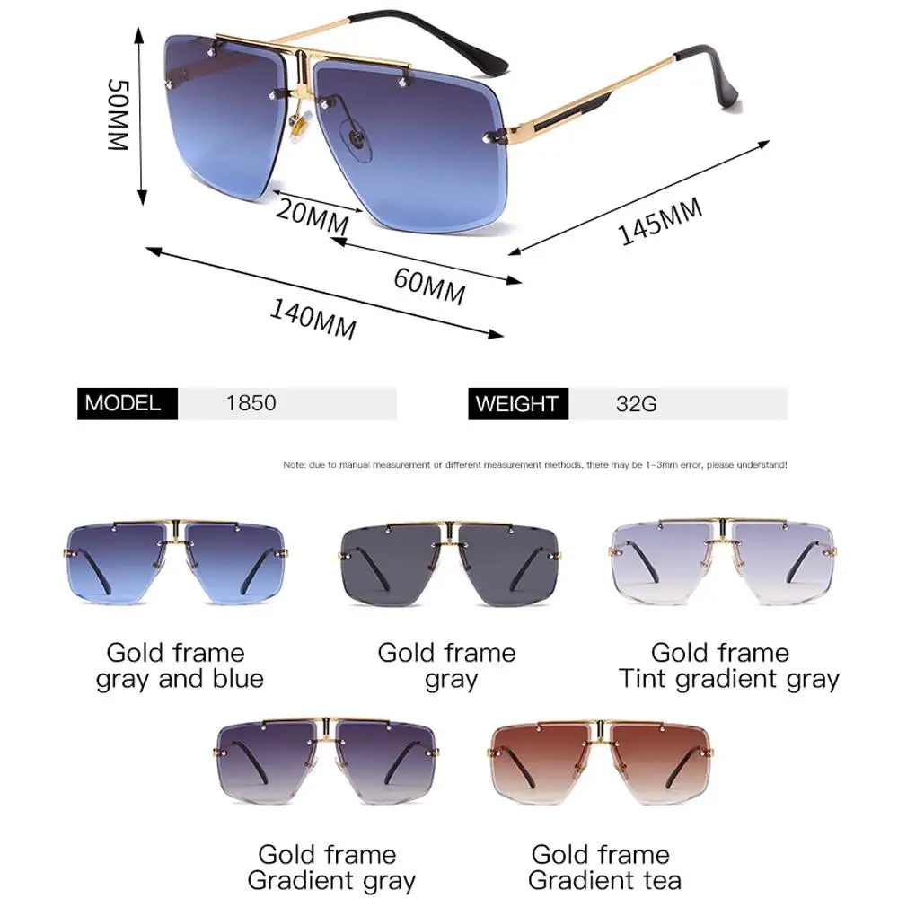 

LongKeeper Flat Top Rimless Sunglasses For Men Women Vintage Eyeglasses Pilot Drving Glasses Metal Frame Eyewear Oculos Feminino