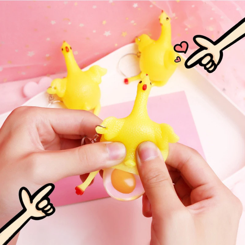 

1pcs Funny Gadgets Novelty Antistress Squeeze Chicken Laying Egg Chicken Toys Keyring Surprise Squishy Kids Strange Toys