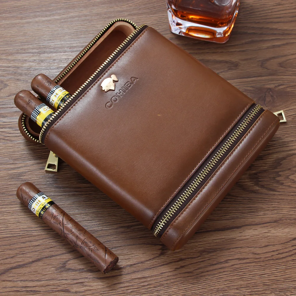 

Portable Built-In Humidifier Cigar Humidor 6-Pack Cigar Case Cigarette Case Leather Case Cigar Bag The Noble Choice