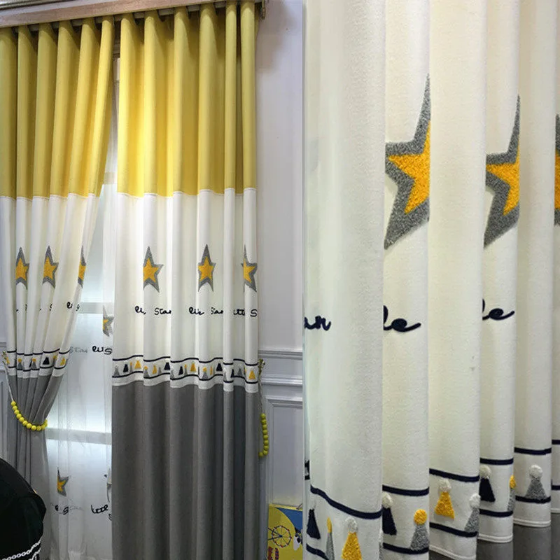 Занавес с изображением желтых звезд для мальчиков детская комната спальня