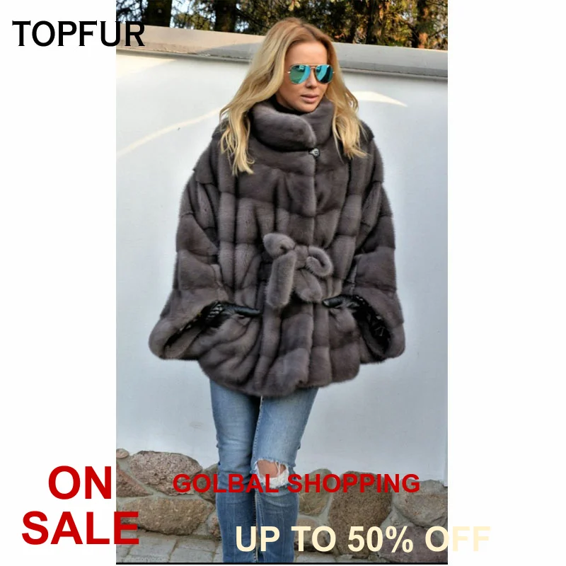 TOPFUR New Arrival Female Real Fur Coat Natural Mink Fur Outerwear With Belt Basic Jackets Thick Warm Winter Top Fashion Clothes