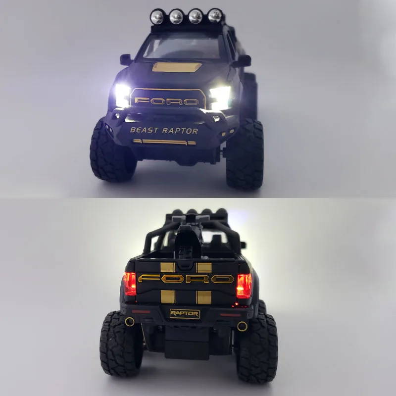 Новинка 1:28 модель автомобиля Ford Raptor F150 из сплава игрушки со звуком светильник