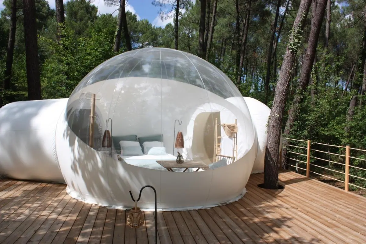 Promotion ! Double Rooms Bubble Tent Customized Logo Igloo With Fan Clear Tree Dome House Hotel Camping |