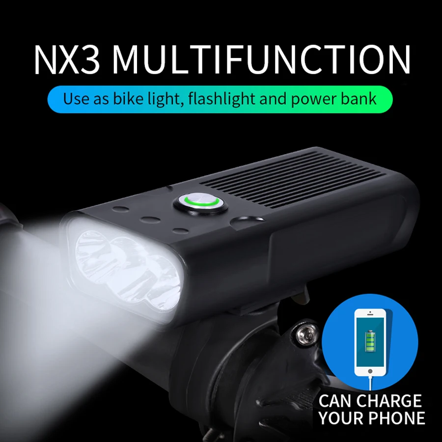 NEWBOLER 5200mAh Велосипедный свет дальнего света L2/T6 USB Перезаряжаемый комплект велосипедных фар Водонепроницаемая светодиодная фара power Bank Аксессуары