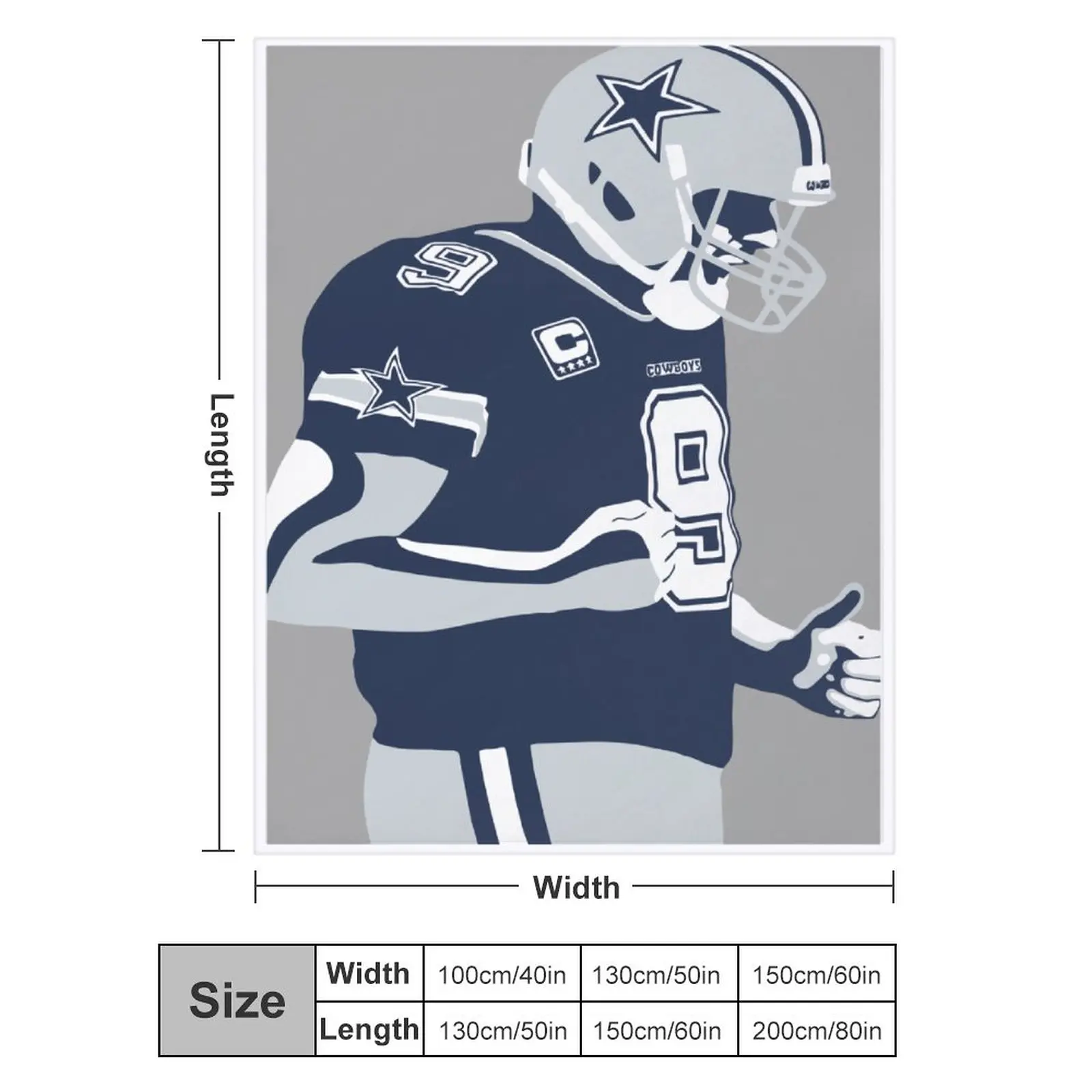 

Blanket 9 Tony Romo Ultra Soft Micro Fleece Cozy Lightweight Microfiber Flannel All Season Living Room Bedroom Vertical