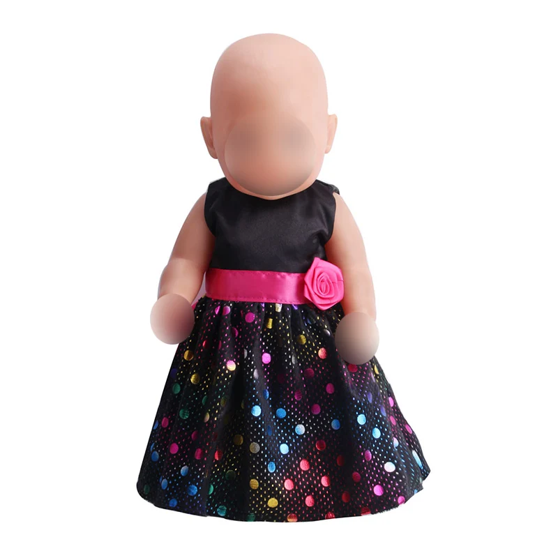 43 см Детские куклы платье для новорожденных Принцесса Черный блестками вечернее
