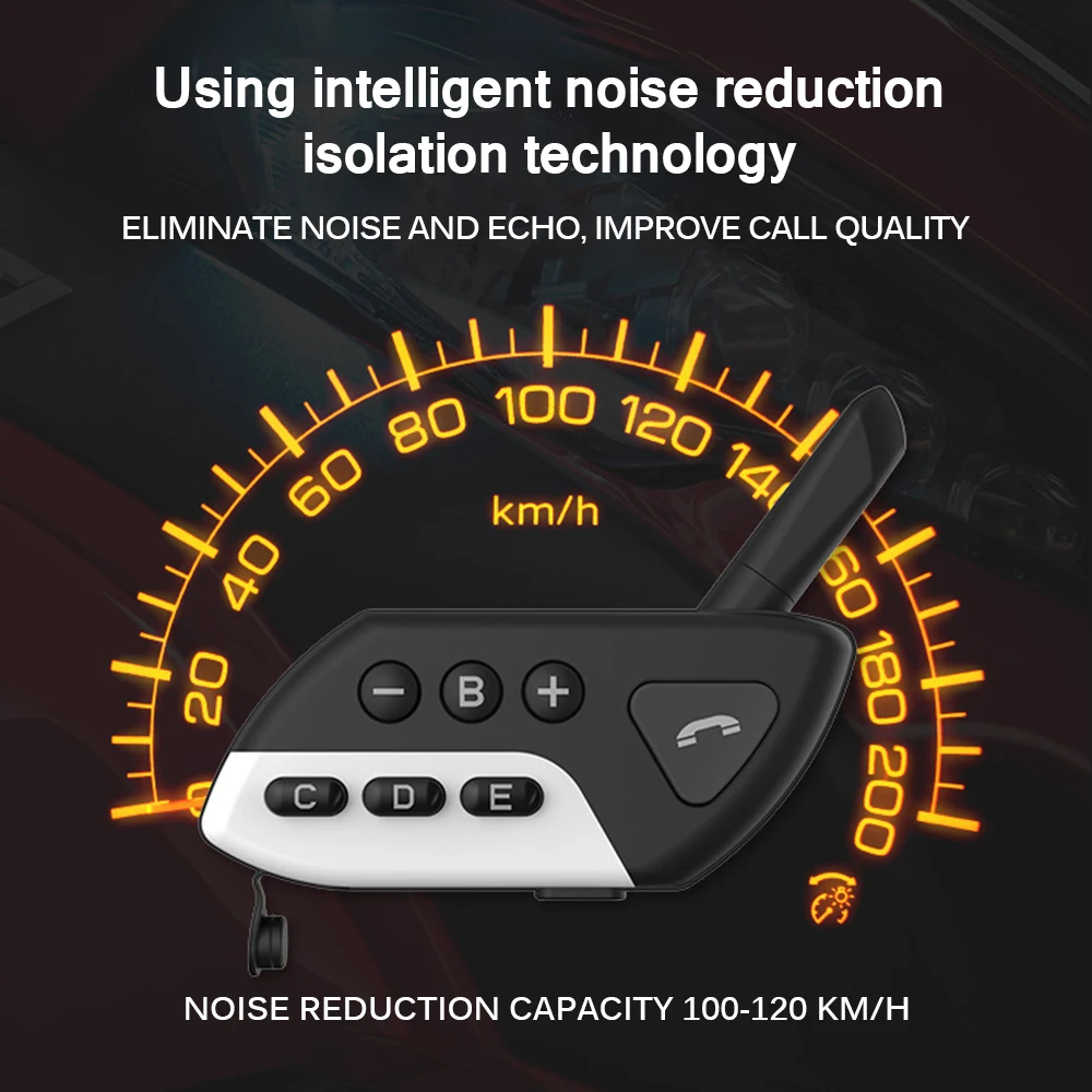 

Waterproof Bluetooth 5.0 Motorcycle Interphone Motorcycle Helmet Headset Motorcycle Intercom Set Noise Reduction Entertainment