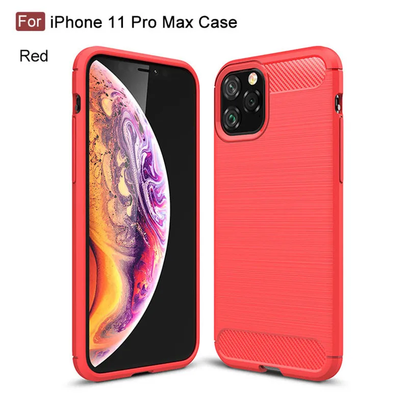 Для iPhone 11 Pro Max чехол из углеродного волокна матовый противоударный мягкий ТПУ для