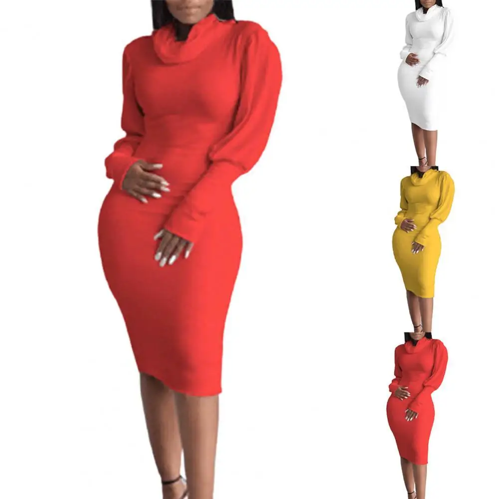 Вечернее платье с высоким воротником, облегающее Обтягивающее Платье Из Хлопчатобумажной смеси для свиданий