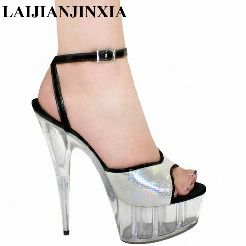 Новинка Сандалии для банкета на каблуке 15 см Босоножки очень высоком с вырезами