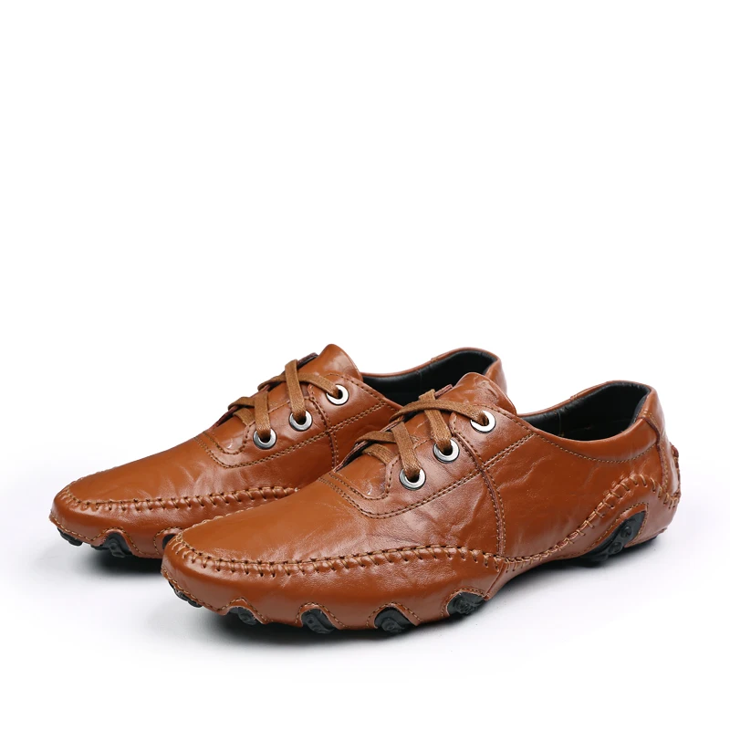 

men's Shoes Leather Men flats lace up Outdoor Casual Shoes handmade Soft Bottom Driving Shoes Mens Flats Breathable Footwear