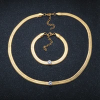 new trendy redgreenblackwhite cz blade chain choker necklace colorful zircon snake chain bracelet for women party jewelry set