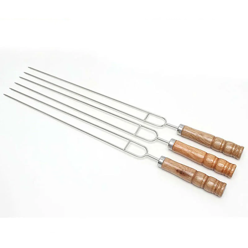 

Necessary accessories for summer camping, reusable wide chain 40cm, stainless steel, barbecue, wooden handle, fork, needle