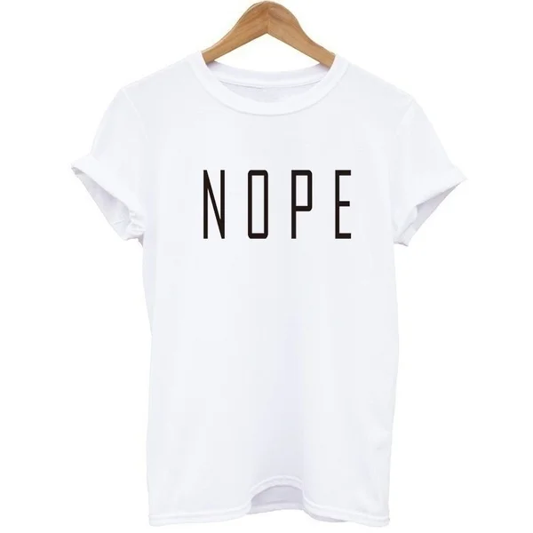 Женская хлопковая Футболка с принтом Nope белая или серая свободная футболка