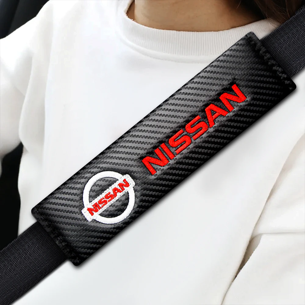

2pcs Car Cotton Seat Belt Protective Cover Car Badge Decoration Accessories For Nissan Altima Sentra X-trail Rogue Maxima Altura