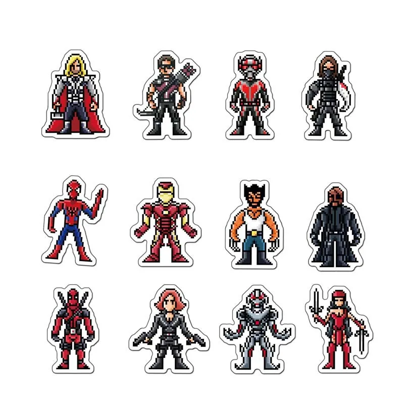 64 шт. Disney Marvel x с рисунком Железный человек Халк пикселей стикеры Мстители
