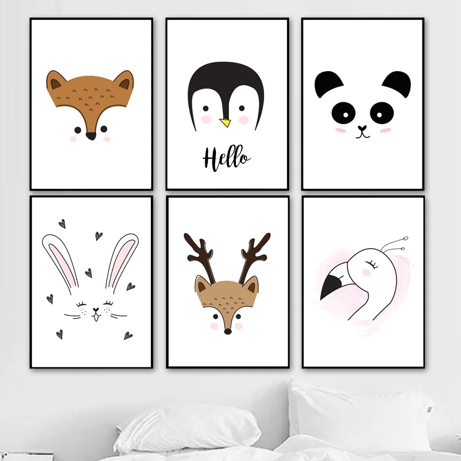 Мультяшная живопись животные украшение пингвин панда кролик лось для дома