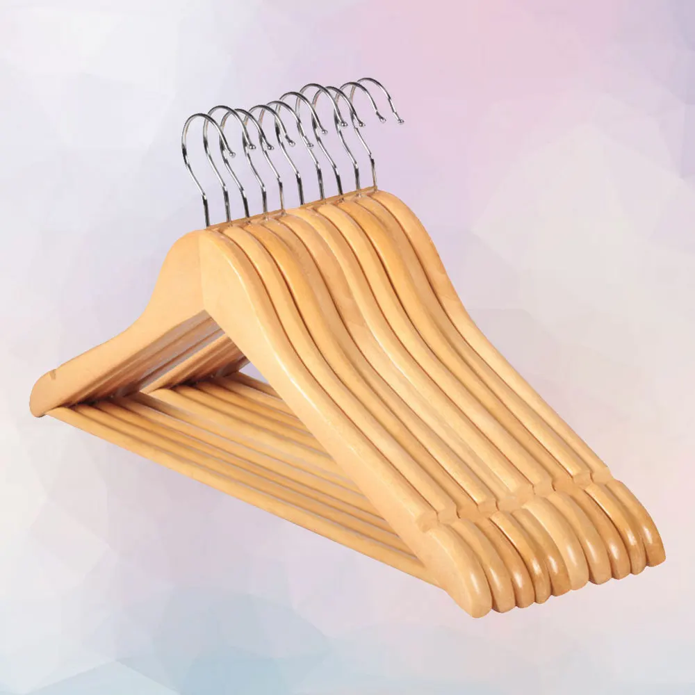 

10pcs Solid Wood Hanger Non-Slip Hangers Clothes Hangers Shirts Sweaters Dress Hanger Drying Rack for Home