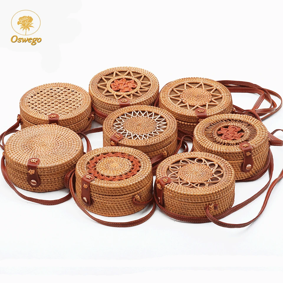 Женская сумка из ротанга Oswego Плетеная соломенная Пляжная Сумка через плечо в