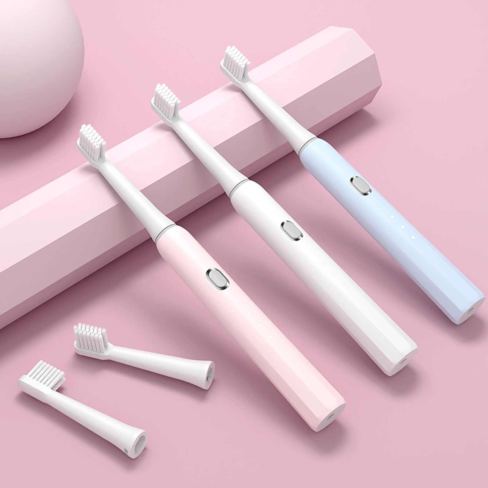 

Зубная щетка электрическая звуковая с зарядкой от Usb и 4 насадками