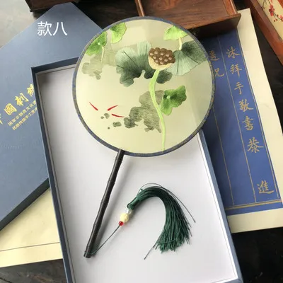 100% шелк тутового шелкопряда ручной работы вышивка Сучжоу Круглый веер