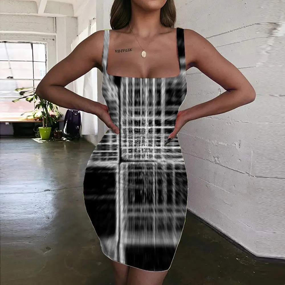 

KYKU Brand Dizziness Dresses Women Abstract Vestido Sexy Psychedelic Bodycon Dress Art Sundress Womens Clothing Party Short