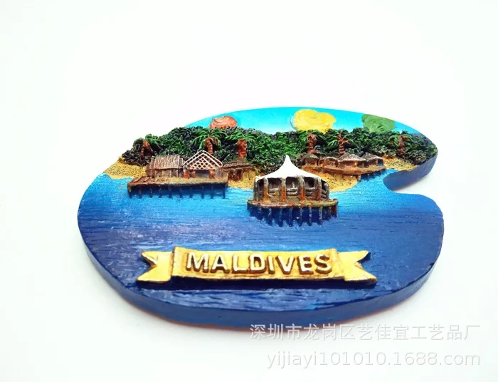 Магнитное украшение на холодильник Мальдивы Остров морской волны туристический