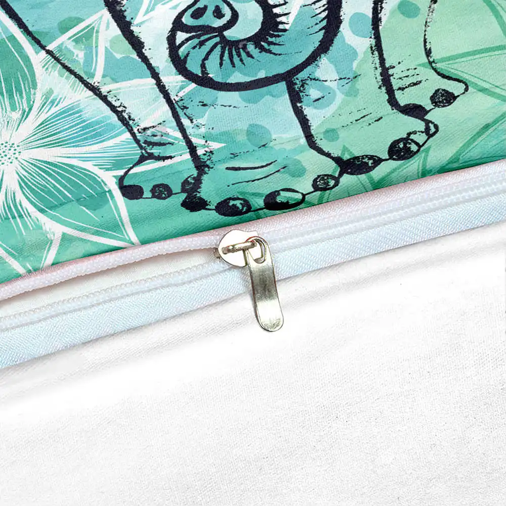 Elephant Duvet Cover Set Lotus flower Background Bedding Set Boho Quilt Cover Teen Kids Gift Bed Set Dropship Home Textiles