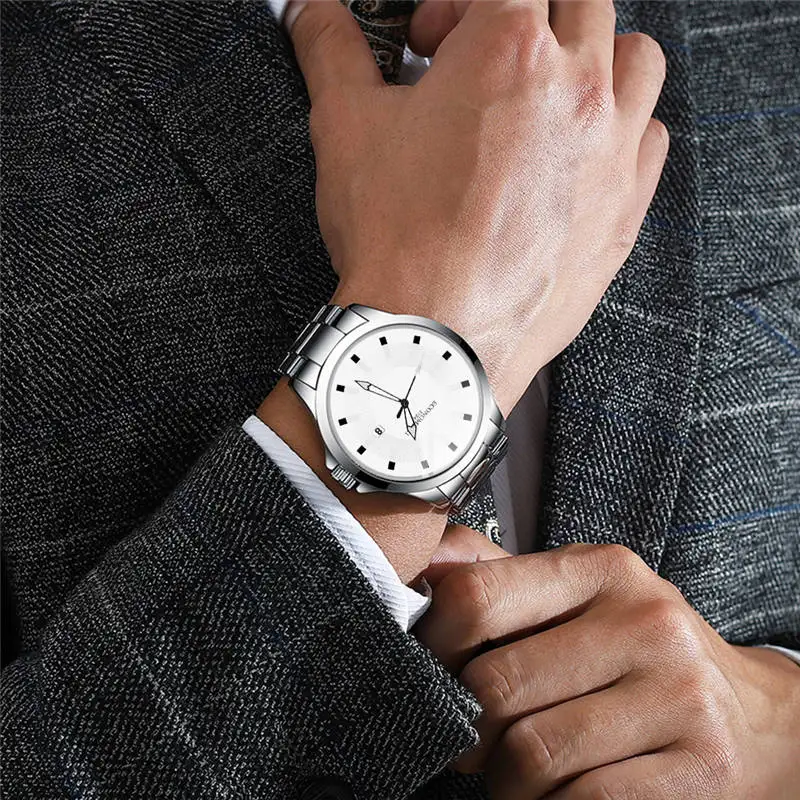

Luminous 2020 Mens Watches Creative Dial New Casual Luxury Simple Steel Band Business WristWatch Date Male Clock Reloj Hombre