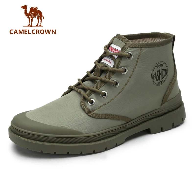 

CAMEL Men Military Boots Fashion Canvas High Top Shoes Men Casual Shoes Ankle Boots Green Chelsea Boots