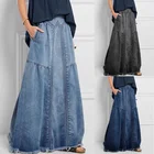 Летняя трапециевидная джинсовая женская юбка YICIYA в стиле оверсайз, модель 2021 года, Повседневная Длинная юбка с высокой талией для женщин, джинсовая юбка
