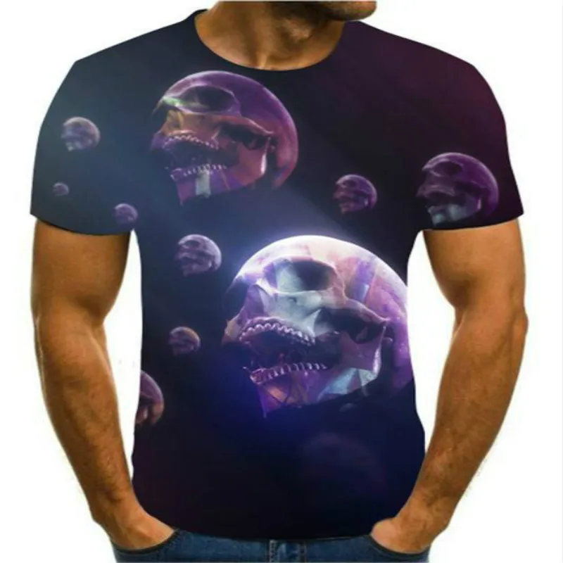 

Summer new men's casual fashion 3D printing T-shirt horror devil skull personalized short-sleeved shirt