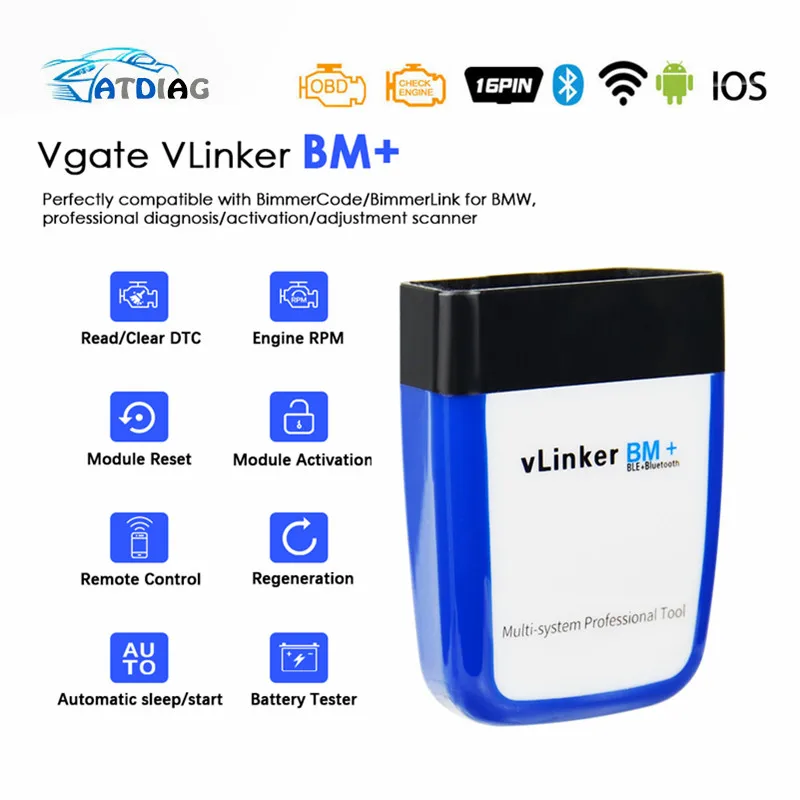 Vgate vLinker BM + ELM327 V2.2 для W сканер Bluetooth 4 0 Wi Fi OBD 2 OBD2 автомобильный диагностический ELM 327