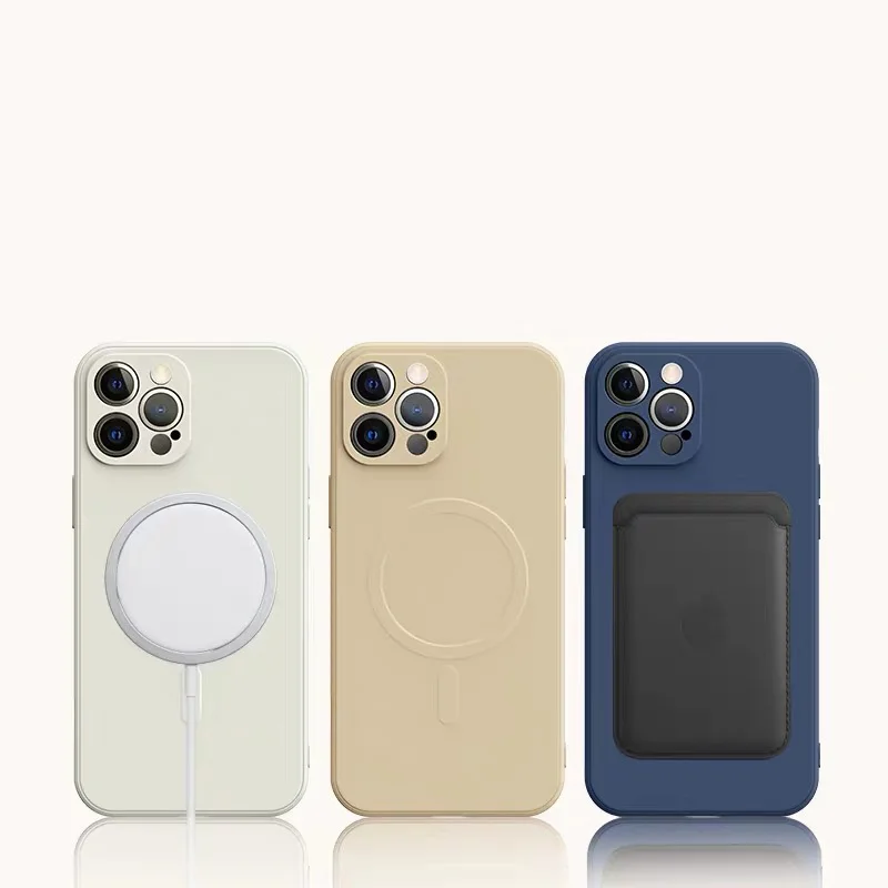 

Magnetic Original Liquid Silicone Case for IPhone 12 Pro Max Mini Wireless Luxury Magnetic Soft Cover for iPhone 12 Pro mini Max