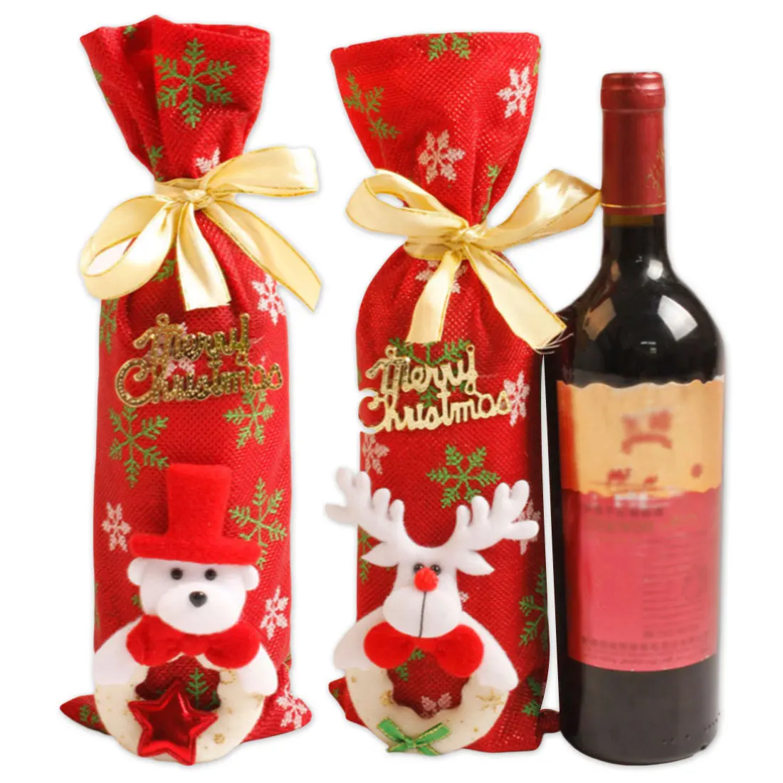 Рождественский чехол для винной бутылки Декор праздничный с Санта Клаусом и