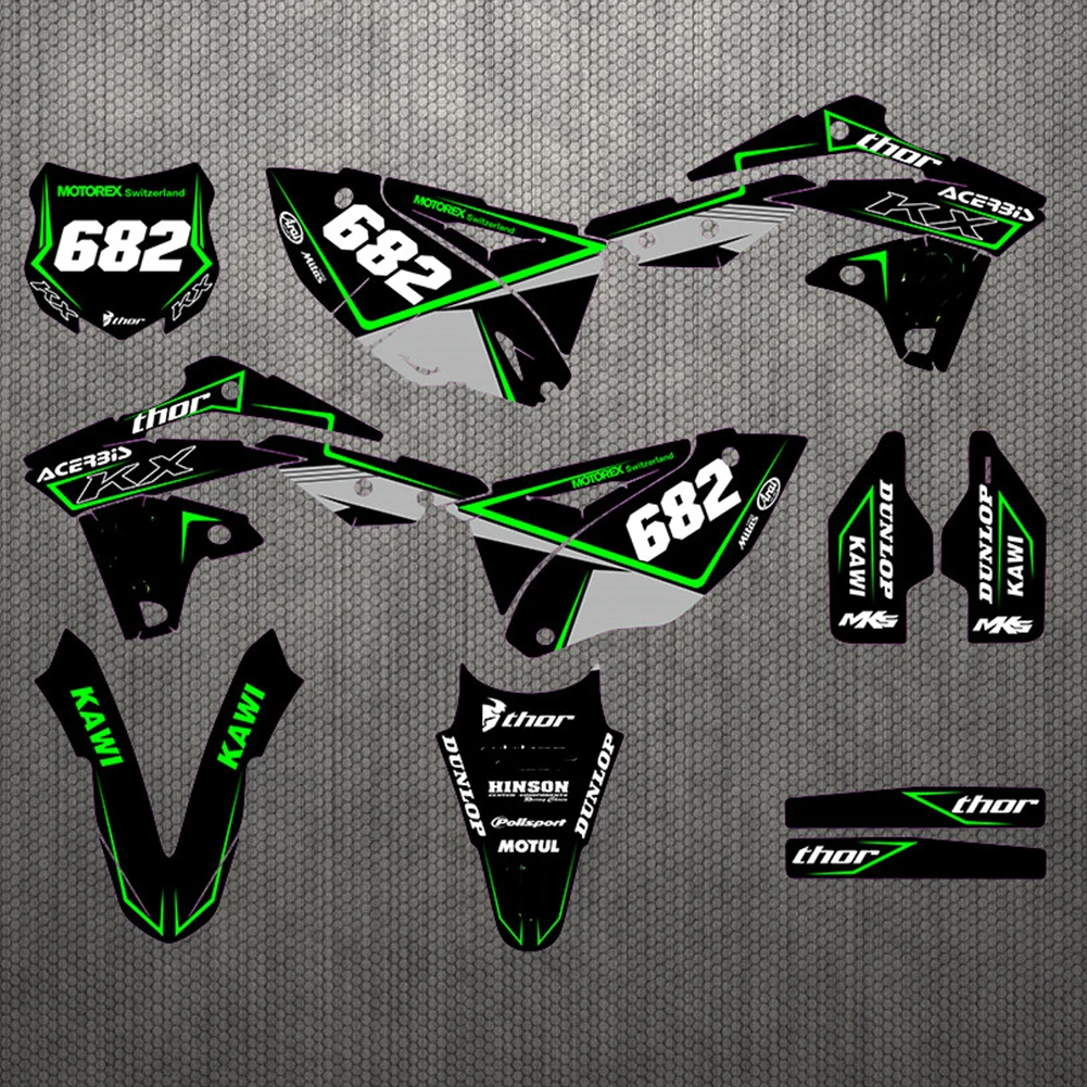 Мотоциклетные наклейки KXF 250 с бесплатными цифрами графические фоны для Kawasaki KX250F