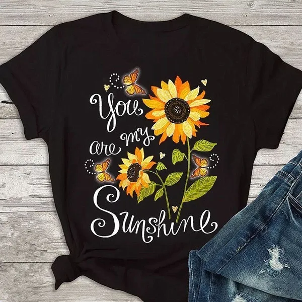 Футболка с графическим принтом You Are My Sunshine Butterfly Sunflower футболка художественным