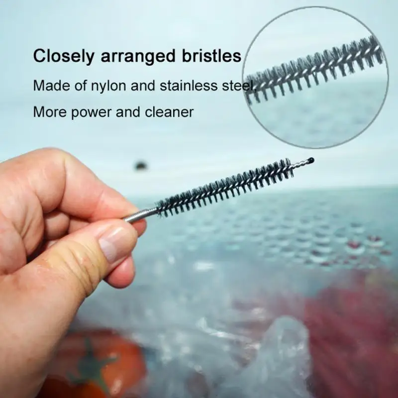 

1PC Long Flexible Refrigerator Scrub Brush Refrigerator Drain Hole Brush Stainless Steel Nylon Tube Brush Car Sunroof Pipe Brush