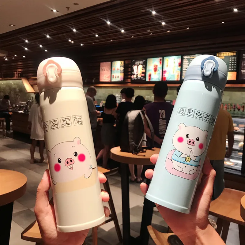 Симпатичные 500 мл вакуумные фляжки термос кружка с фильтром Термокружка милая